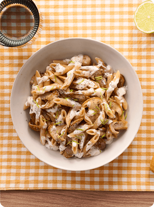 Barilla - Al Bronzo - PENNE RIGATE WITH PARMESAN CHEESE CREAM WITH CARDAMOM, PORCINI MUSHROOMS AND LIME