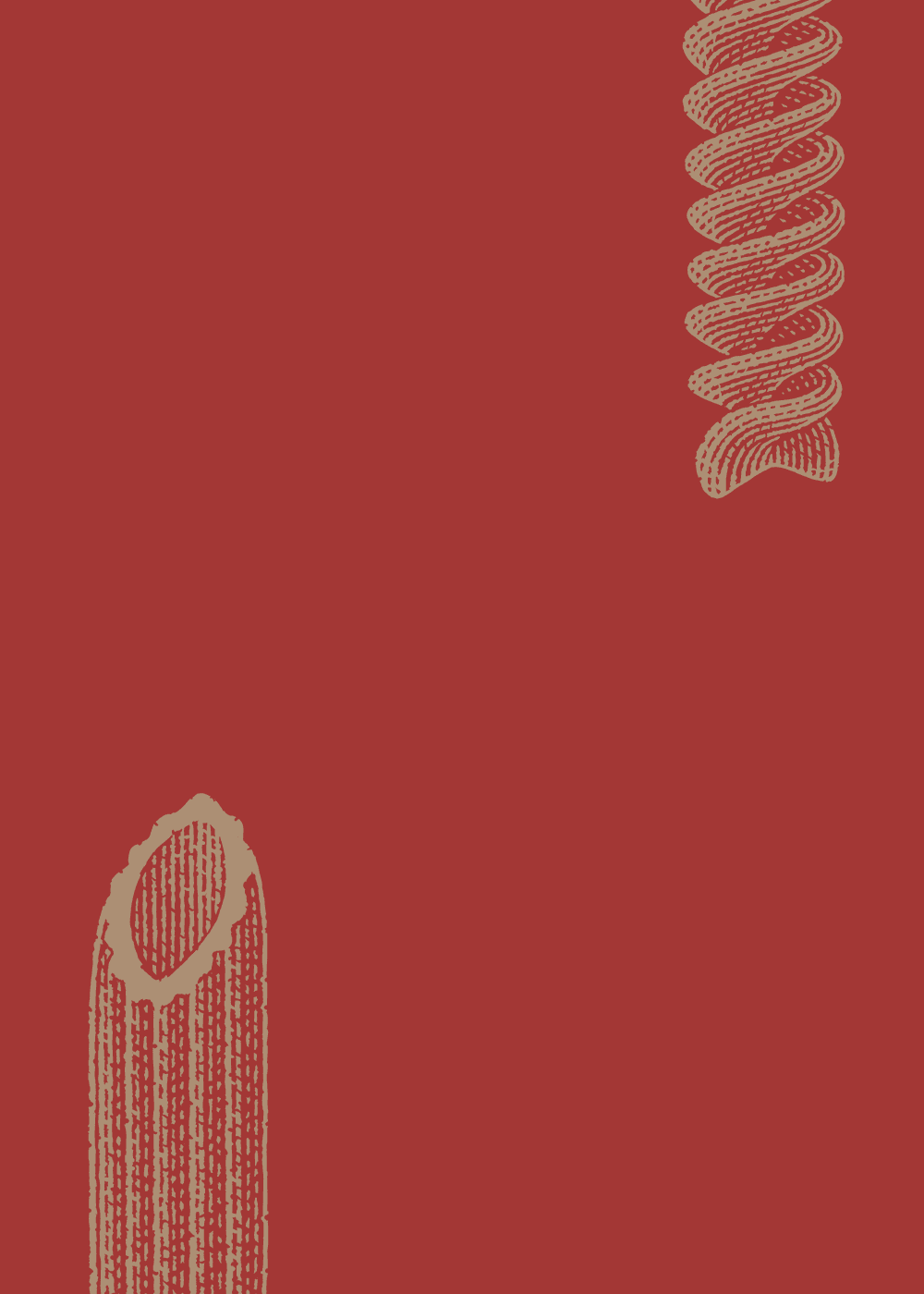 Rough, porous surface of Barilla Al Bronzo pasta clinging to sauce