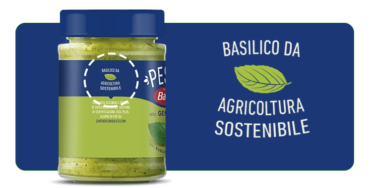 Jar of Pesto with sustainability logo