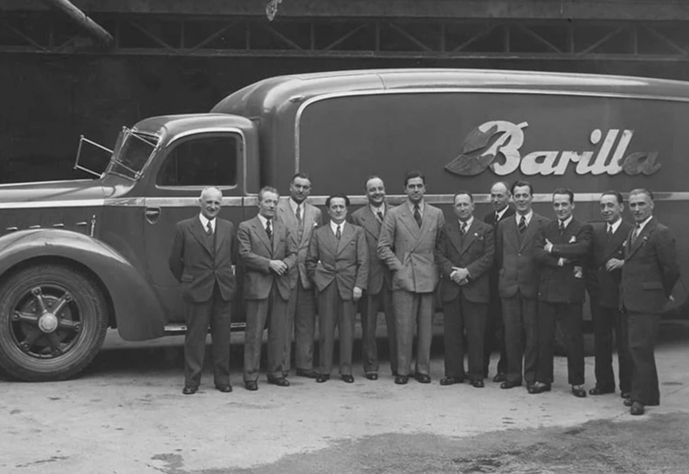 Barilla Leadership Team Standing in Front of Barilla Work Truck